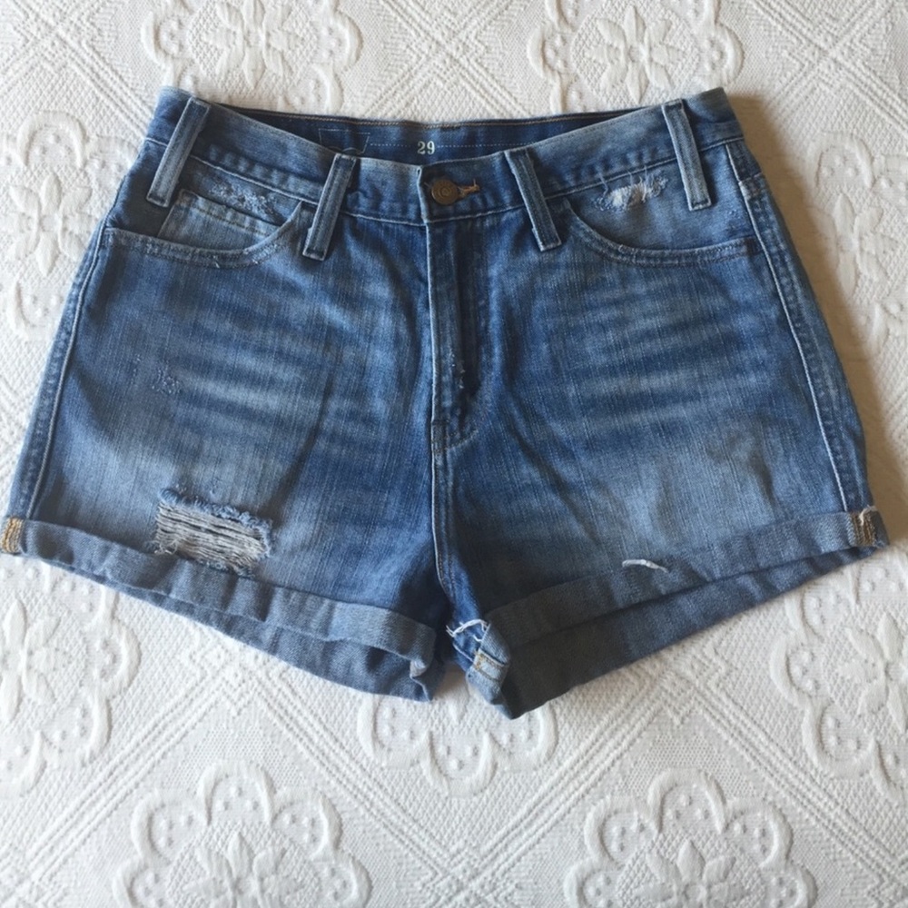 Levi’s - High Waist Distressed Jean Shorts